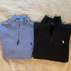 Polo Men's Blue and Charcoal 1/4 zip